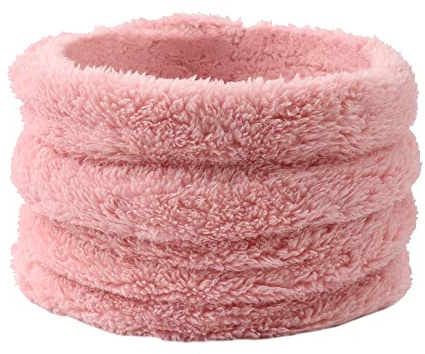 Pesaat Winter Girls Scarf Polar Fleece Children Neck Warmer Knitted Kids Toddler Round Scarves (Hot Pink)