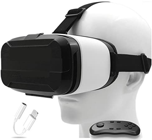 JYMYGS Gafas de Realidad Virtual, 3D VR Gafas con Controlador Bluetooth para Juegos Visión Panorámico VR Glasses para iPhone 13 Pro Max/13 Pro/13/12/11, para Samsung Galaxy S21, Huawei, Xiaomi