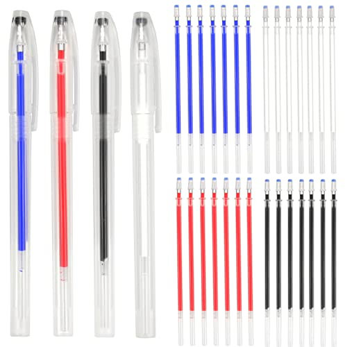 inodiref Markierstifte mit Wiederbeschreibbarer 4 Farben Stoff Markierungsstifte Stoffmarker Stoffmarkierstifte mit 4 Stifthalter und 28 Minen zum Quilten Schneiderei Nähen