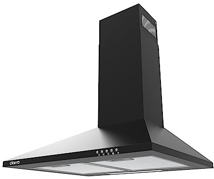 CIARRA CAB6201A Cooker Hood Black Chimney Range Hood 600mm Recirculating Duct Kitchen Ventilation Extractor Fan