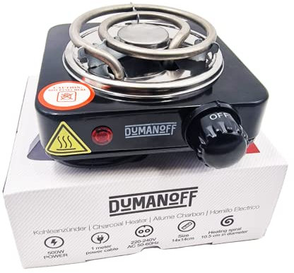 Allume Charbon Chicha Electrique 500 W - Plaque Chauffante pour Charbon Naturel - Diamètre 10.5 Cm - Couleur Noir