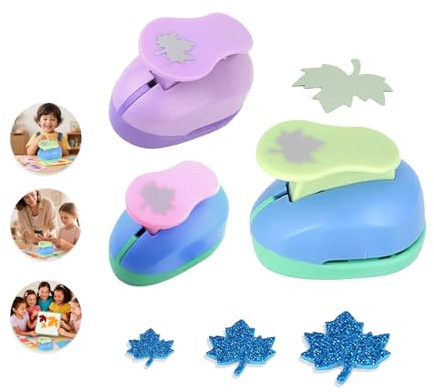 Stanzer Ahornblatt 3 Stück Motivstanzer Papierstanzer Motivlocher Stanzer Set für DIY, Scrapbooking, Fotoalben, Basteln, Grußkarten (9mm 16mm 25mm)