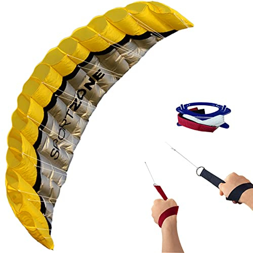 Touch the sky Aquilone da paracadute a doppia linea da 254 cm, morbido, con cinturino da polso, per bambini e adulti, eccellenti giochi all'aperto e giochi di attività, adatto per esperti e