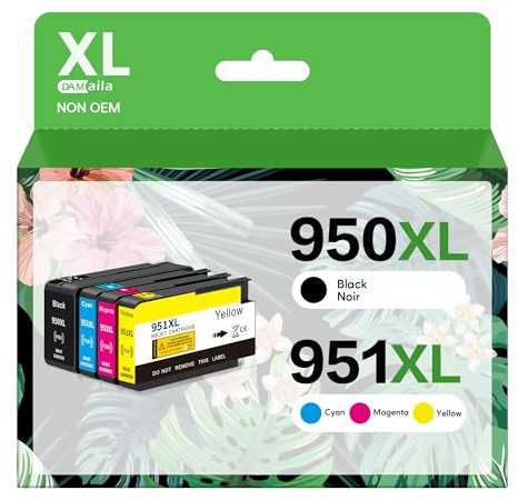 DAM aila 950XL 951XL Combo Compatible for HP 950 XL 951 XL Ink Cartridge Replacement for HP OfficeJet Pro 8600 8610 8620 8100 8630 8660 8640 8615 76DW 251DW (1 Black, 1 Cyan, 1 Magenta, 1 Yellow)