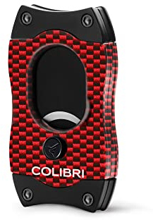 Colibri-Cortapuros de acero inoxidable - Patrón de fibra de carbono - guillotina resorte- Cigarros de hasta 2,60 cm de diámetro - Diseño ergonómico - Se suministra con estuche de regalo.