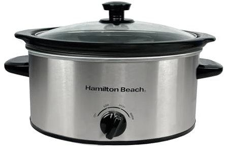 Hamilton Beach 3.5L Comfort Cook Slow Cooker, 160W Energy-Efficient Design, Removable Oven-Safe Ceramic Bowl, 3 Heat Settings, Compact for 2-4 People, Easy Clean, Silver - HBSC040S