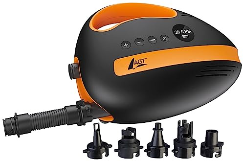 AGT Akkupumpe SUP: Akku-Luftpumpe für SUP-Boards, 350 l/Min., 3X 4.000 mAh, USB, 12 V (Elektrische Pumpe, Accu Pumpe für, Board)