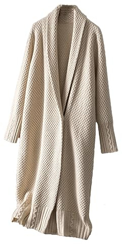 Cardigan Lungo Casual da Donna in Cashmere Top Cappotto Maglione Allentato Cappotto Maglione Solido Beige khaki9 S