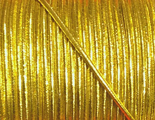 Großhandel für Schneiderbedarf 3 m elastische Kordel/Gummikordel Lurex Gold 2,2 mm zum Basteln und für Bekleidung