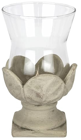 Flair Flower Windlicht mit Glas und Terrakotta Antik-Optik Outdoor Kerzenhalter Kerzenständer Terrasse Deko-Vase Tisch-Deko Gartendeko Weihnachten Laterne Deko-Objekt Pokal Vase Accessoire, 20cm