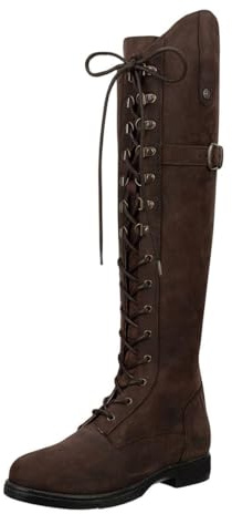SUEDWIND© Longford Winter Riding Boots, Leather Boots, Robust Nubuck Upper Leather, Lined, Water-Repellent, Outdoor Boots, Walking, Stable, Riding, Waxy Brown, 9 UK