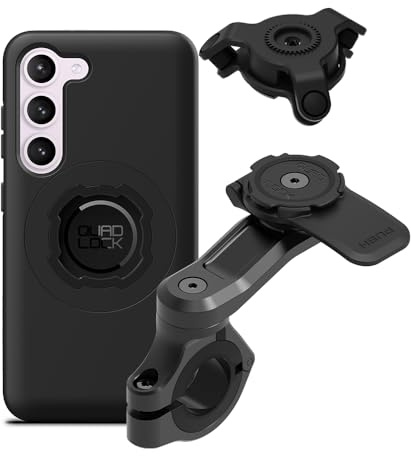 Quad Lock Motorcycle Handlebar Phone Mount PRO Kit with Vibration Dampener and Galaxy S23 MAG Case