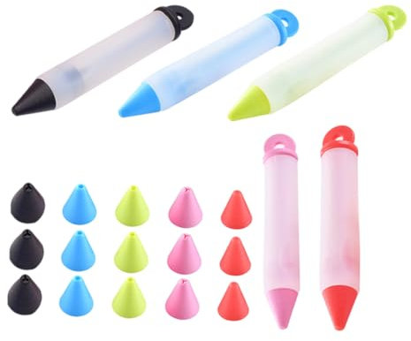 COLLBATH 5stücke Teiliger Kuchenschreibwerkzeuge Silikon-schokoladenstift Zum Dekorieren Backstift Mit Austauschbaren Spitzen Spritzstift Für Kuchen Keksdekorationsstift