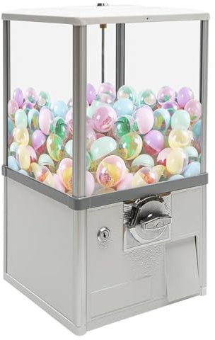 GAYAYAS Máquina Expendedora de Chicles de Caramelo, Máquina Dispensadora de Caramelos, Máquina Comercial de Chicles, Máquina de Chicles de Gran Tamaño, para Caramelos Pequeños y Frutos Secos,Silver