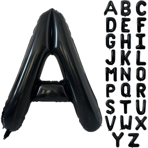 Schwarz Alphabet Ballon Große Mylar Folie Helium Brief Luftballons 40 Zoll Schwarz Luftballons Alphabet Buchstaben für Geburtstag Brautdusche Jubiläumsdekorationen(Letter A)