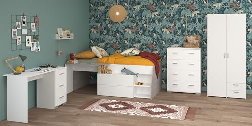 Parisot Kinderzimmer 4-teilig Milky 11 Weiß/Grey Loft