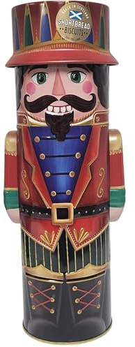 Nutcracker Tin with Shortbread Biscuits, 135g - Festive Holiday Edition, for Biscuit Lovers and Seasonal Decor (Blue)