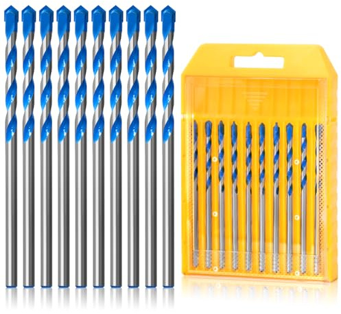 CYLBAQ Set di punte da trapano da 4 mm, 10 pezzi, per calcestruzzo, vetro, mattoni, plastica, cemento, piastrelle, in lega di carburo YG6X, resistenza industriale