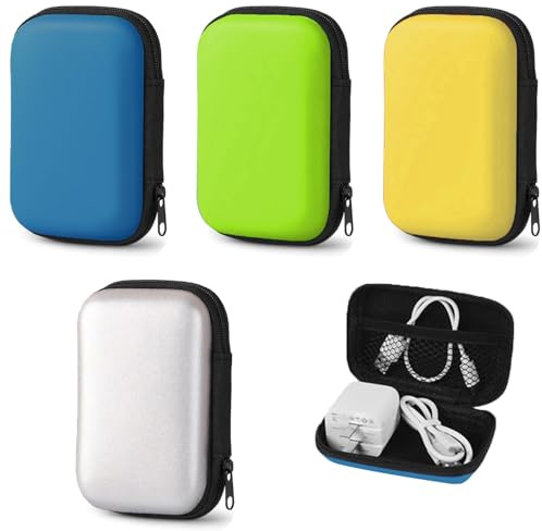 ARCPNRT Spielkarten Box, 4 Stück Spielkarten Etui, Kartenspiel Box Bluetooth Kopfhörer Tasche, für Karten, Kartenspiele(Gelb,Grün,Silber,Dunkelblau)