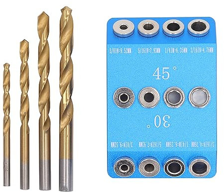 NDNCZDHC Angled Drill Guide Jig with 4 Drill Bits, 30 45 90 Degree Multi Angle Drill Guide for Woodworking