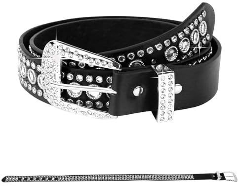 momgyaamz bälte dam, y2k-läder, punk studded, gotiskt strasbälte, emobälte 103 cm, nitar svart, 1 st