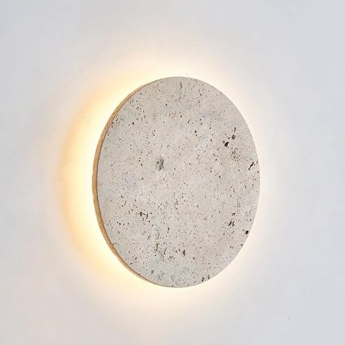 FDTMGW Lámpara de Pared Minimalista de 9 Pulgadas de Pared de Piedra Amarilla Circular 18W luz tricromática Ajustable para la Sala de Estar de Dormitorio
