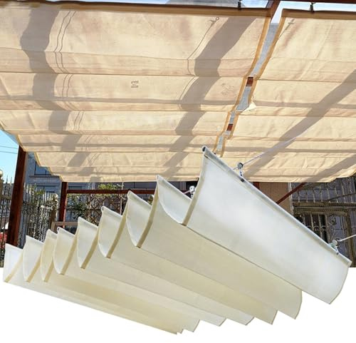 EFGETD Sonnensegel Einziehbar Welle Wasserdicht, Sonnenschutz Balkon Schiebe Sonnensegel UV Schutz und Regenfest für Outdoor, Garten, Terrasse, Pergola, Veranda(White1,2.5x4m)