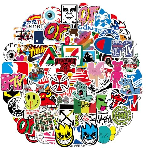 101 pegatinas de marca, calcomanías de tendencia, pegatinas de estilo graffiti, modernas, impermeables, pegatinas de vinilo para portátiles, ordenadores, monopatines, para adultos, adolescentes, niños