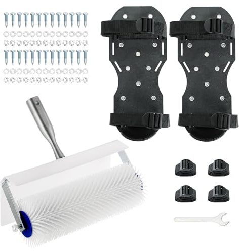 DASBET Spiked Screeding Compound Roller 10 x 1 Spike Roller Floor Compound Roller Spiked Aeration Roller Latex Floor Self Leveling Roller with Gunite Spiked Shoes