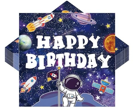 30 Stück Weltraum Servietten Kindergeburtstag,Astronaut Servietten Geburtstag 33 * 33CM,Astronaut Kindergeburtstag Deko,Weltraum Servietten Deko Junge Mädchen