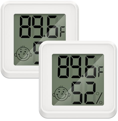 ORIA Mini Thermomètre Hygromètre Numérique, 2 Lot Thermomètres Hygromètres Intérieur LCD avec Indicateur de Confort pour Chambre de Bébé, Chambre à Coucher, Salon, Bureau et Serre