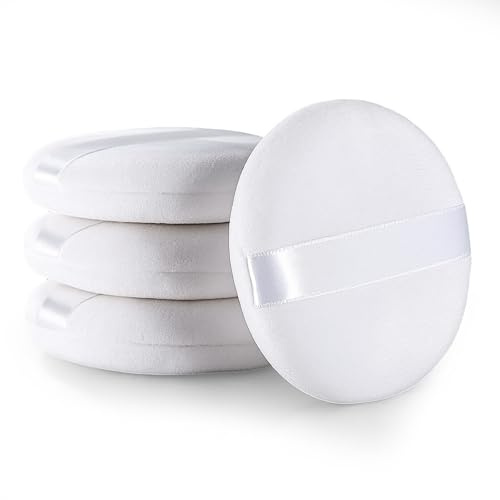 4 borlas de polvo para el cuerpo suave, borla de polvo de 10 cm para polvos corporales, redondas, grandes, lavables, borlas de polvo reutilizables para maquillaje en el cuerpo, cara húmeda y seca