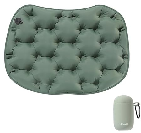 ETRAVEL Inflatable Travel Cushion – Portable Seat Cushion for Long Sitting, Camping & Stadium – Lightweight, Foldable & Comfortable Air Seat Pad for Airplane, Car & Office