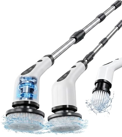 Airlovers Electric Spin Scrubber, 2026 Upgraded Cordless Cleaning Brush with 3 Adjustable Speeds, 8-in-1 Power Scrubber with LED Display, IPX6 Waterproof for Bathroom, Tile, Floor, Kitchen & Car