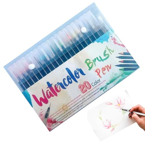 Jingmiger Echte Pinselstifte - Wasserfarben Pinselstifte Kalligraphie Set,Bunte Tinte Färbepinsel für Kinder Schriftgestaltung Malen Tagebuch Reise Anfänger Schule Kalligraphie Erwachsene