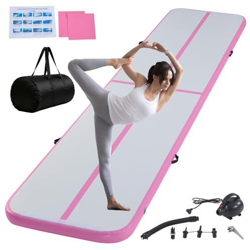 LSBIKE 3/4/5/6M Air Track Tumbling Matte Yogalmatte Mit Elektrischer Luftpumpe,Gymnastikmatte Camping Trainingsmatte Turnmatte Für Zuhause,Outdoor,Übungsgymnastik