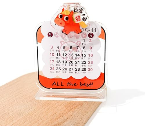 Mini calendrier de bureau 2026 avec insert de carte acrylique 2D pour bureau et école, marque-page, clips mémo, cadeau décoratif du Nouvel An