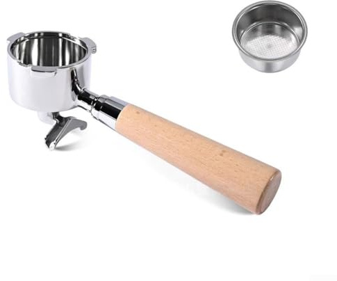 Zoegneer Portafiltro con doppio beccuccio in acciaio inox, 51 mm, con impugnatura ergonomica in palissandro, per macchine da caffè italiane, in acciaio inossidabile 304, facile da pulire, rivestimento