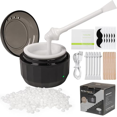 Foneso Nasenhaar Wachs,Nase Waxing set mit Mini Wax Maschine | Nasenhaarentferner für Nase, Ohren & Augenbrauen | Tragbarer Wärmer mit USB-C Schnellheizung, Wachsperlen & Applikatoren