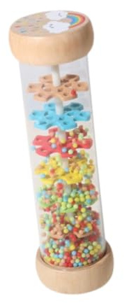 Milageto Hochet musical en forme de sablier, bâton de pluie en bois pour bébé, jouet à secouer pour bébés et enfants, garçons et filles.