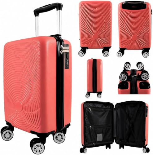 MF Handbags Ryanair Approved 40x20x25cm Hard Shell Cabin Suitcase, Lightweight 4-Wheel Underseat Hand Luggage with 360° Spinner Wheels, Durable Travel Trolley Bag, Combination Lock (Orange)