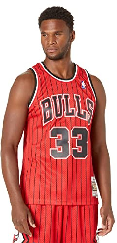 Mitchell & Ness NBA Swingman Road Jersey Bulls 97 Dennis Rodman, Scharlachrot, XL