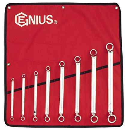 Genius Tools 8PC Metric Double Ended Offset Ring Wrench Set (Mirror Finish) - DE-708M