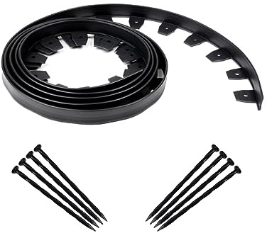 Easyflex Bordure de Paysage Robuste avec piquets d'ancrage, 4,3 cm Bordure de Jardin en Plastique de qualité Commerciale, kit de 6 mètres, Noir