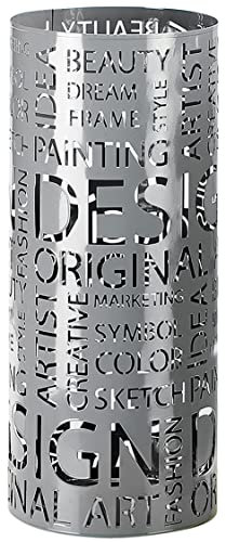 Kobolo Dekorativer und Moderner Schirmständer Letters aus grauem Metall