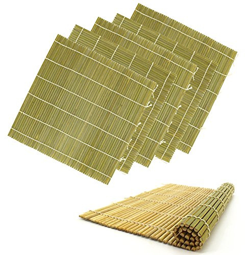 BambooMN 6x Green Professional Grade Bamboo Sushi Making Rolling Mats 11.8 x 11.8, All Natural Bamboo
