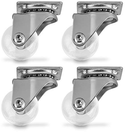 SOTECH 4 Stück Lenkrollen SWIFT Rollen-Ø 35 mm transparent, Transportrollen belastbar bis 140 kg (35 kg pro Möbelrolle), Höhe 51 mm