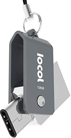 IOCOL dual USB Stick Mini: Ultra USB c Stick für typ Handy und Auto - 128GB Flash Drive in grau