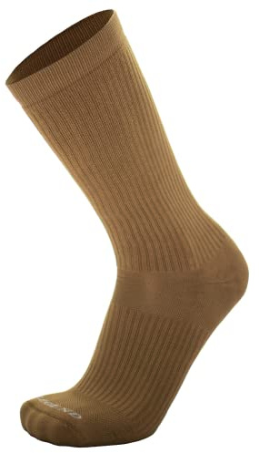 LEGEND Compression Tactical Socks, Warm Weather Moisture Wicking Nylon Mid-Calf Military Boot Socks for Men and Women, Made in the USA, Coyote Brown, Small