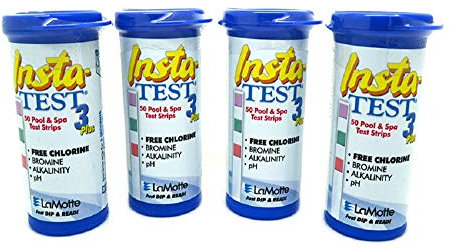 LaMotte 3-Way Insta Test Strips Plus for Swimming Pool & Hot Tub Spa - Chlorine or Bromine, pH and Total Alkalinity 4 x 50